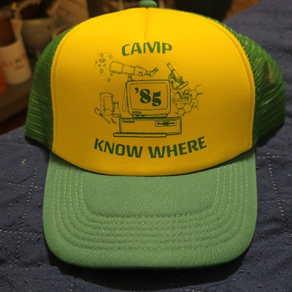 Stranger Things Green and Yellow Camp Know Where Trucker Hat- Like New